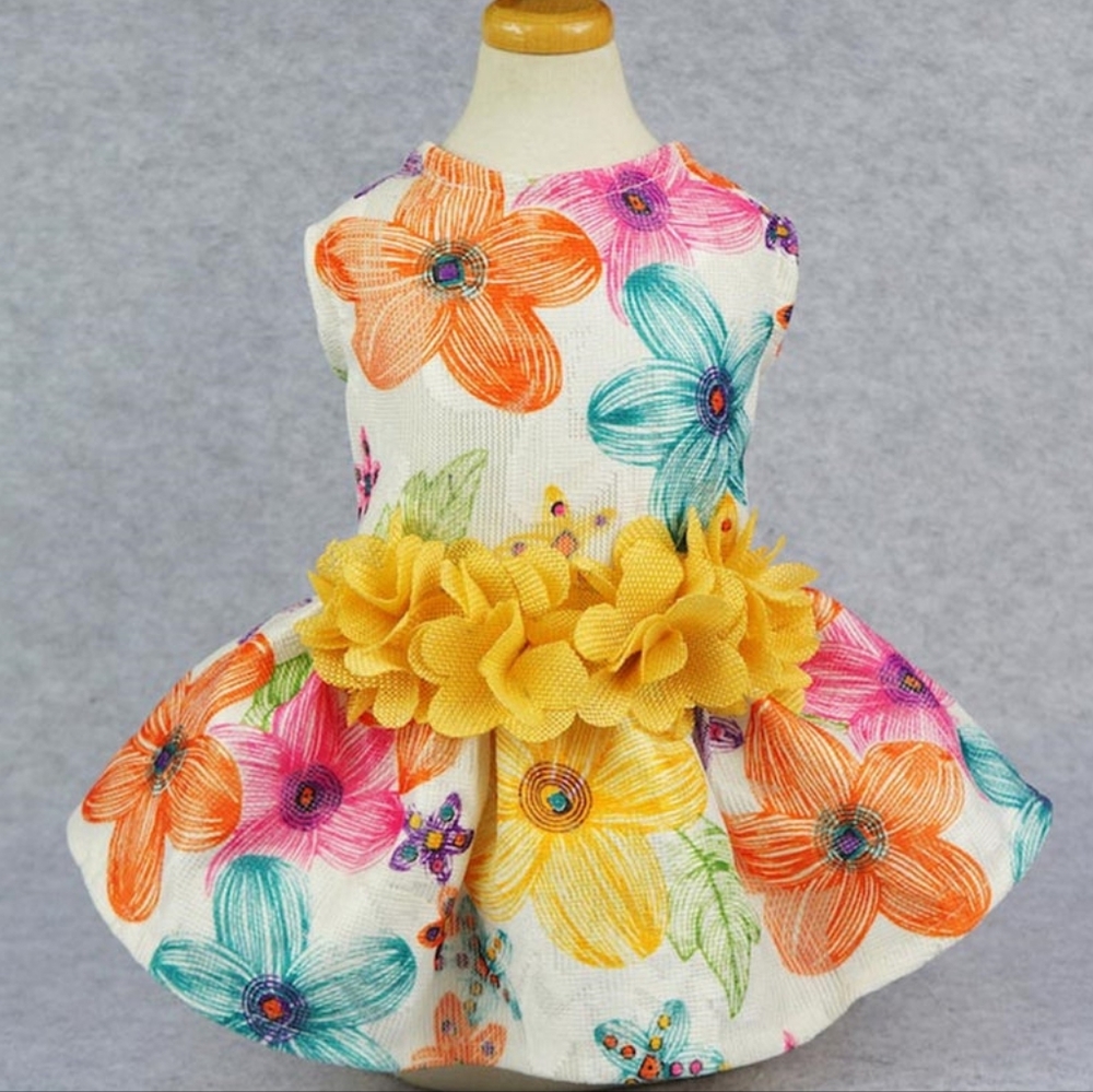 Bright Floral Tulle Dresses Size L